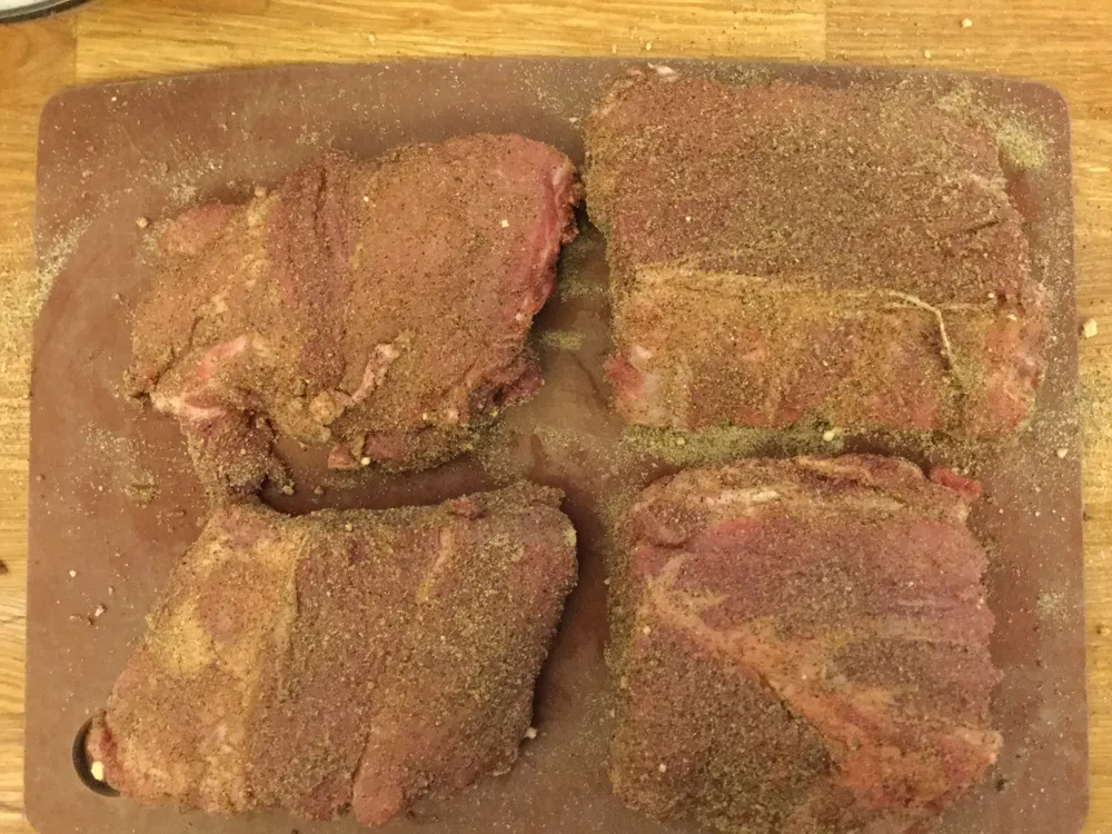 Ribs with dry rub.